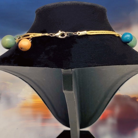 Artisan Necklace of Colorful Wooden Beads & Twine - Picture 3 of 6